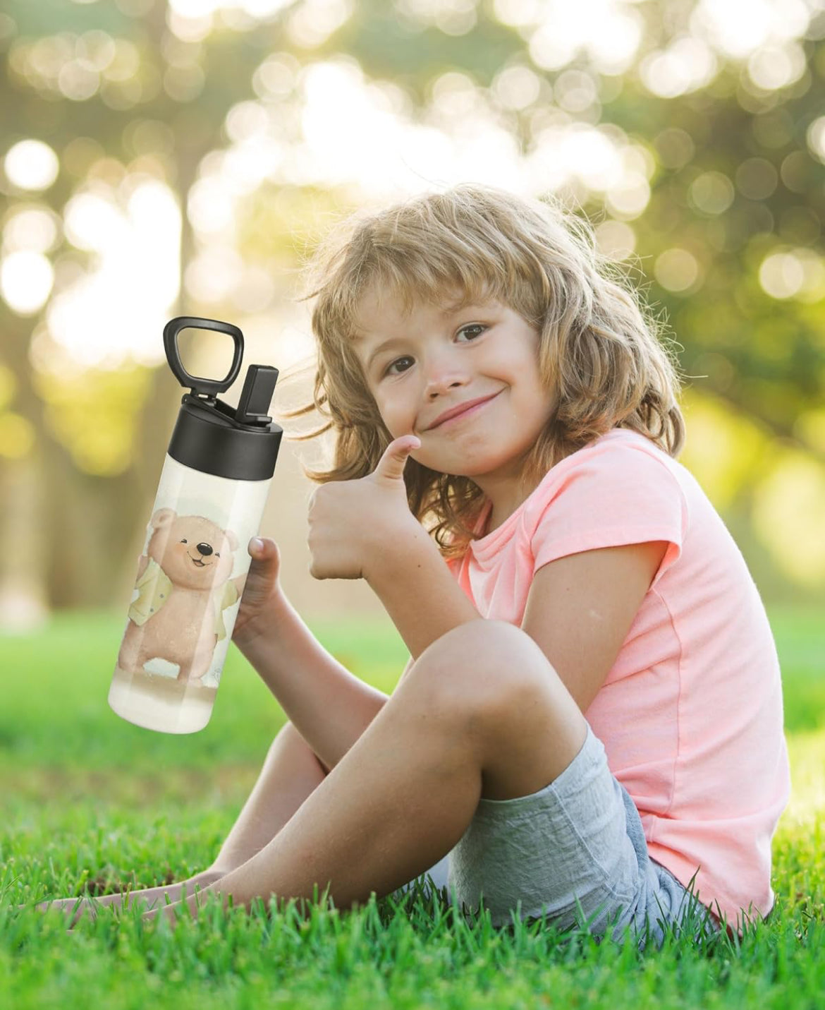 Kids Stainless Steel Water Bottle with Straw 12 or 16 oz