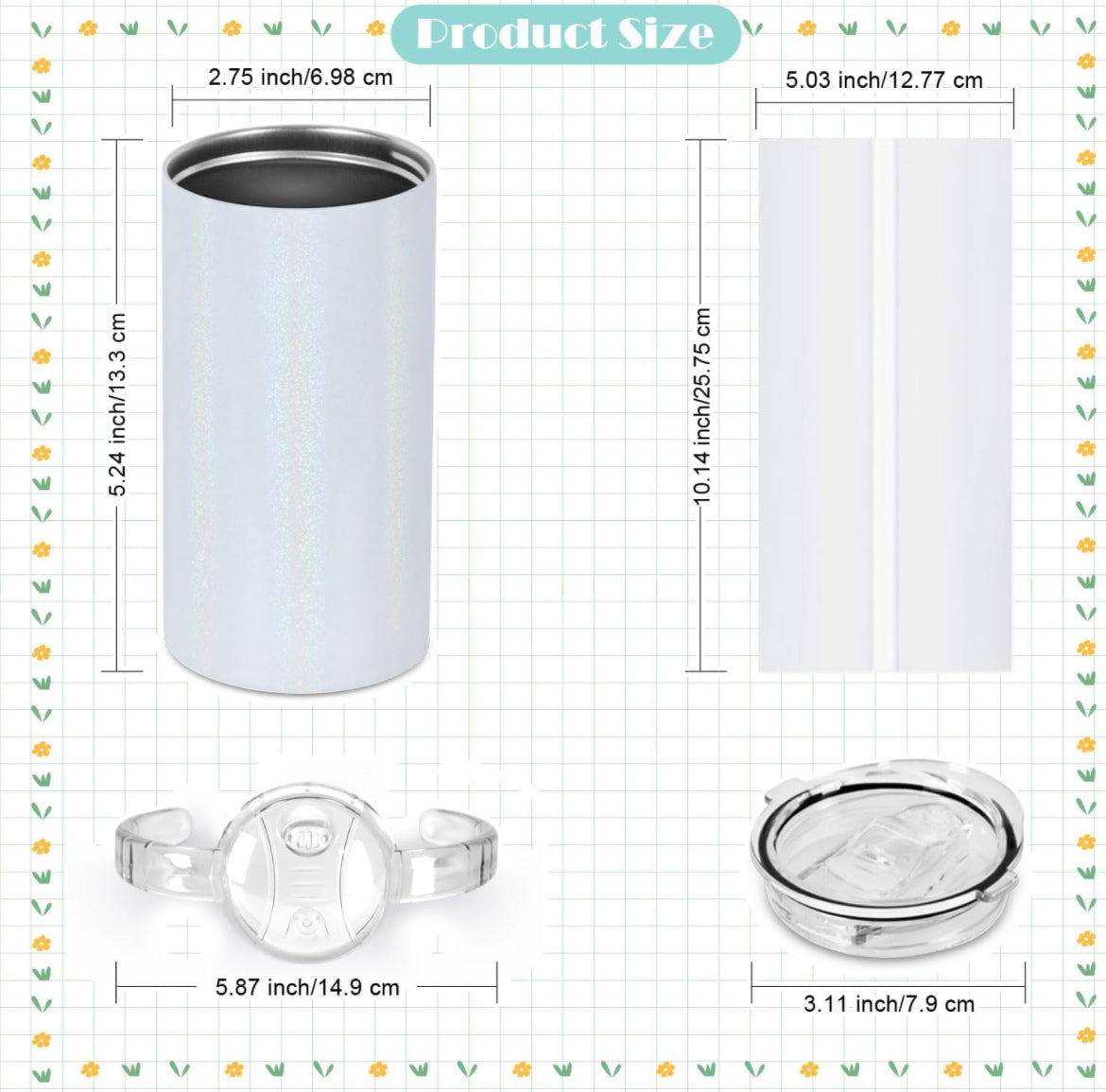 Kids Holographic Stainless Sippy Cup with Straw and Handles 12 oz