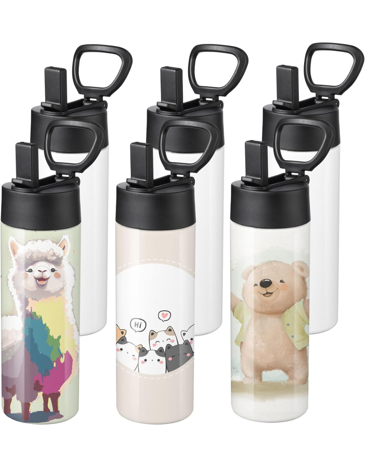 Kids Stainless Steel Water Bottle with Straw 12 or 16 oz