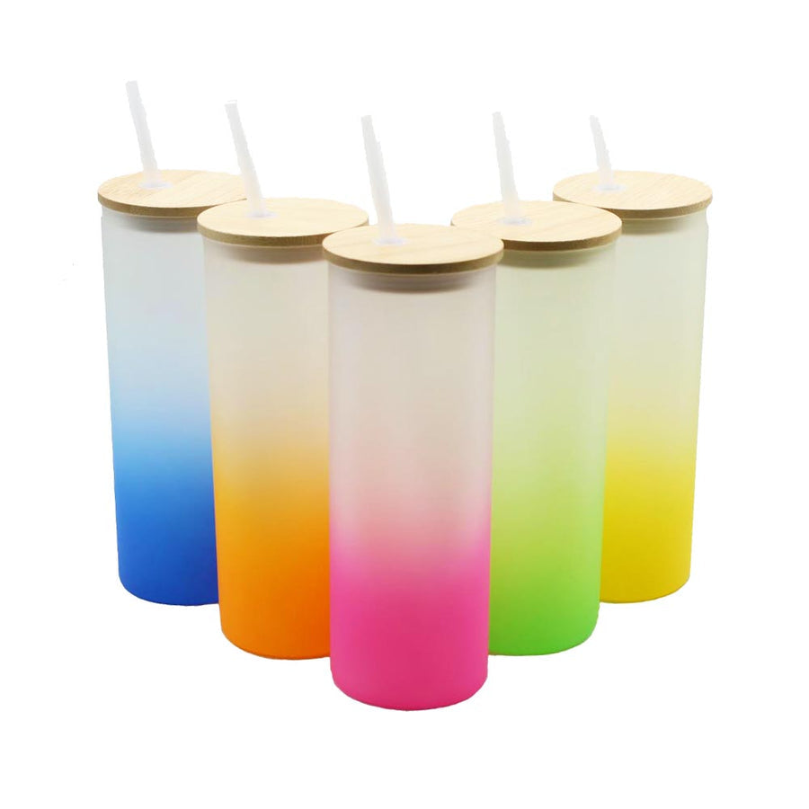 25 oz Frosted Colorful Glass