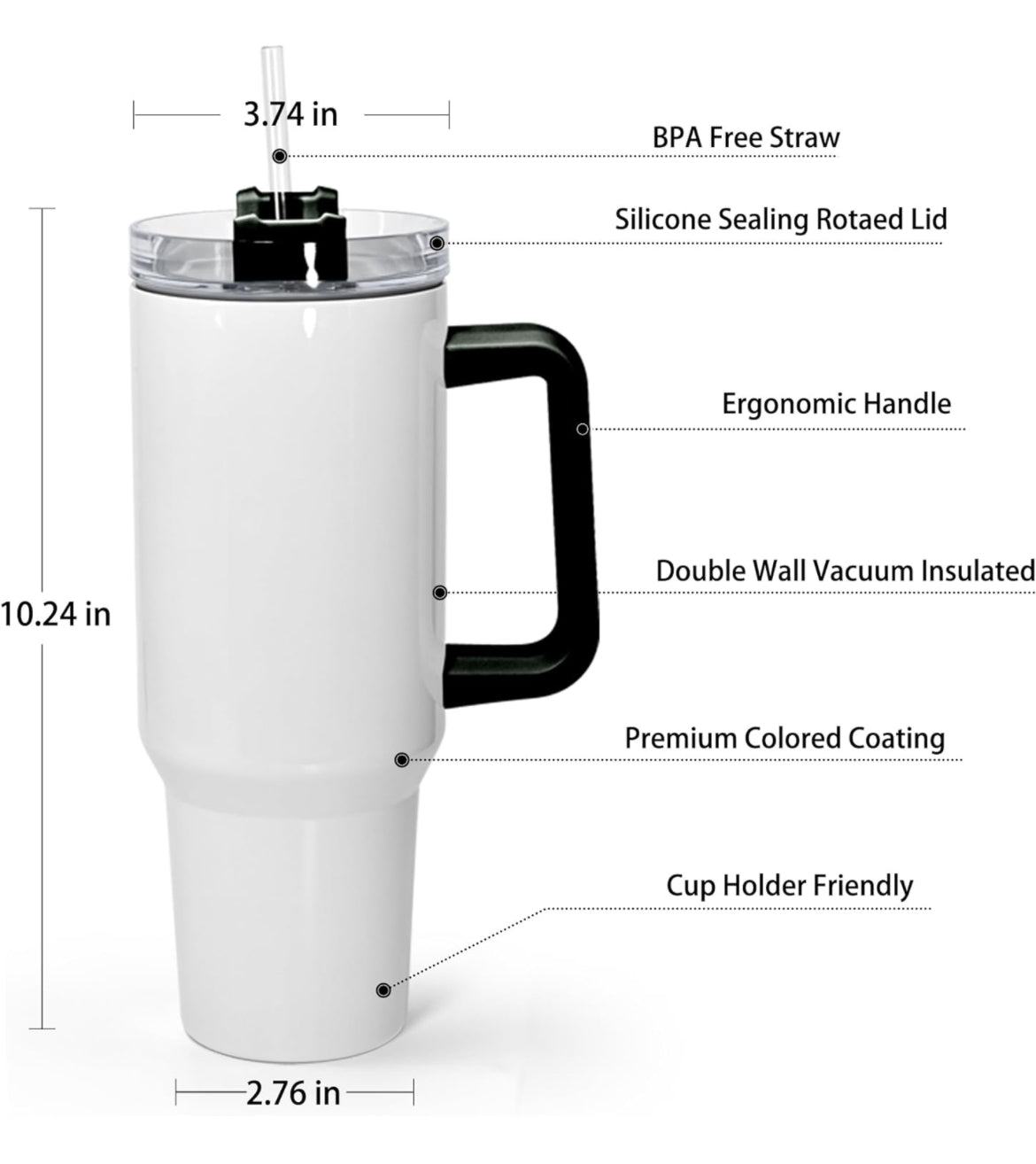 Custom 40 oz. Stainless Steel Tumbler with Black Handle