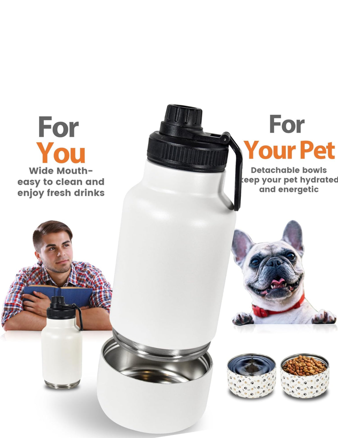 Custom 32 oz Water Bottle and Dog Bowl