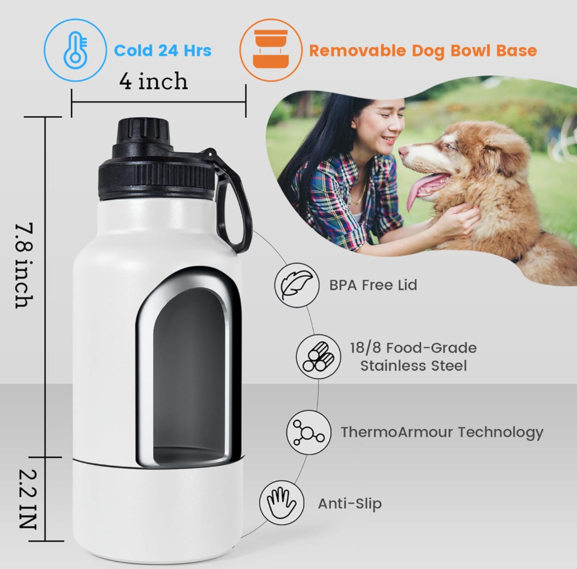 Custom 32 oz Water Bottle and Dog Bowl