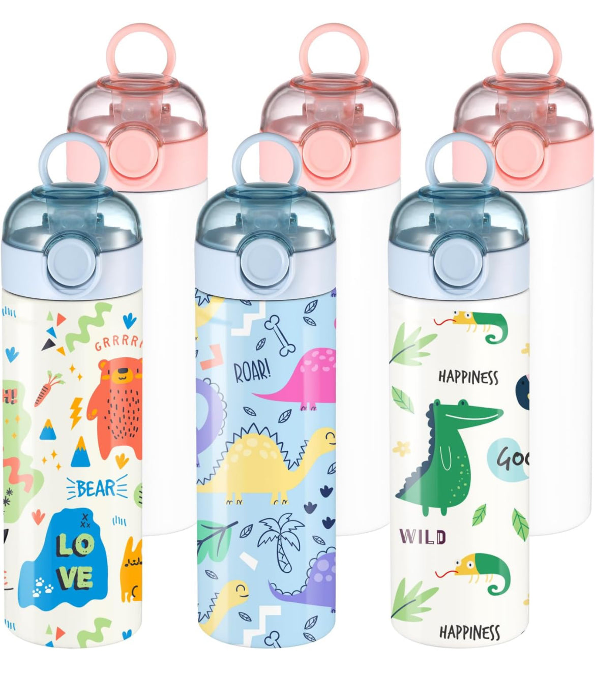 Kids One Click Pop-Up Top Water Bottle with Straw 12 or 16 oz