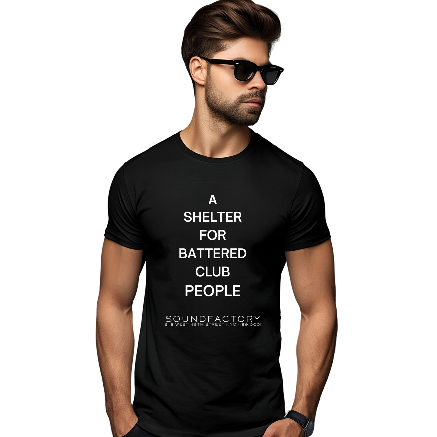 Black 100% Cotton Sound Factory Battered Club People T-Shirt