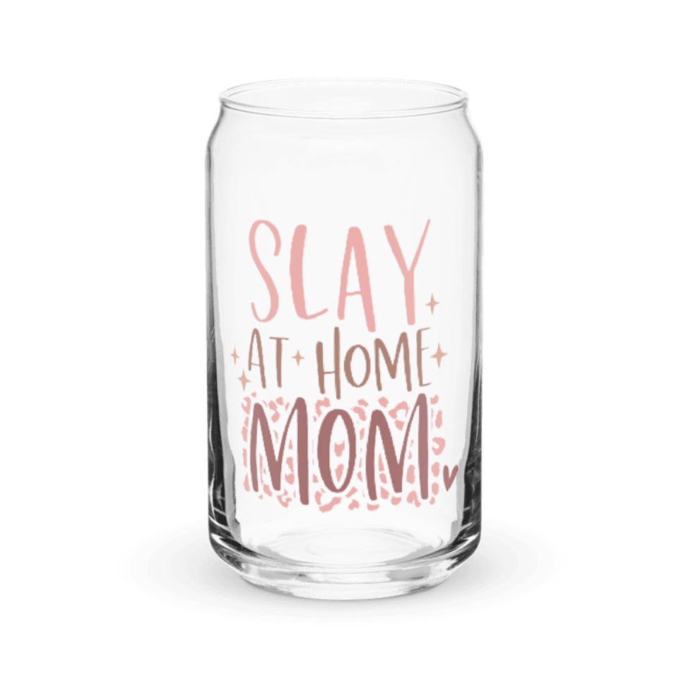 Slat At Home Mom 16 oz Can Style Glass Clear or Frosted