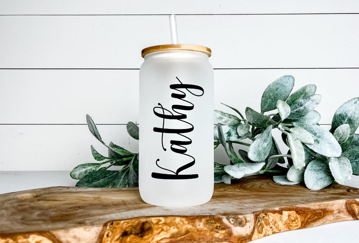 Custom 16 oz Can Style Glass Clear or Frosted