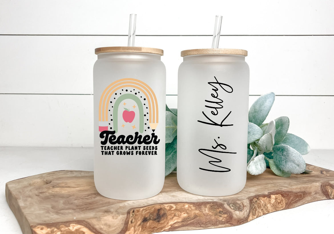 Custom 16 oz Can Style Glass Clear or Frosted