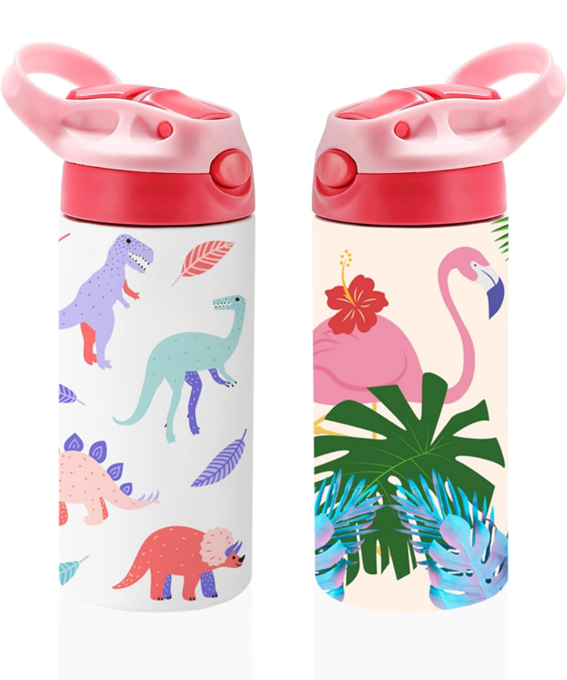 Kids Colorful Stainless Water Bottle with Straw 12 oz