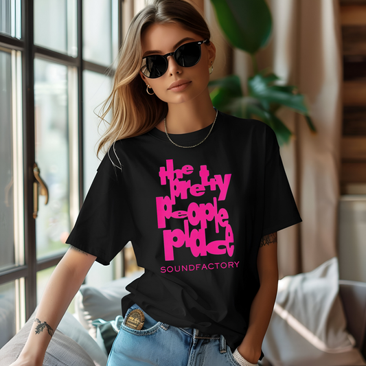 Black 100% Cotton Sound Factory Pretty People Logo T-Shirt