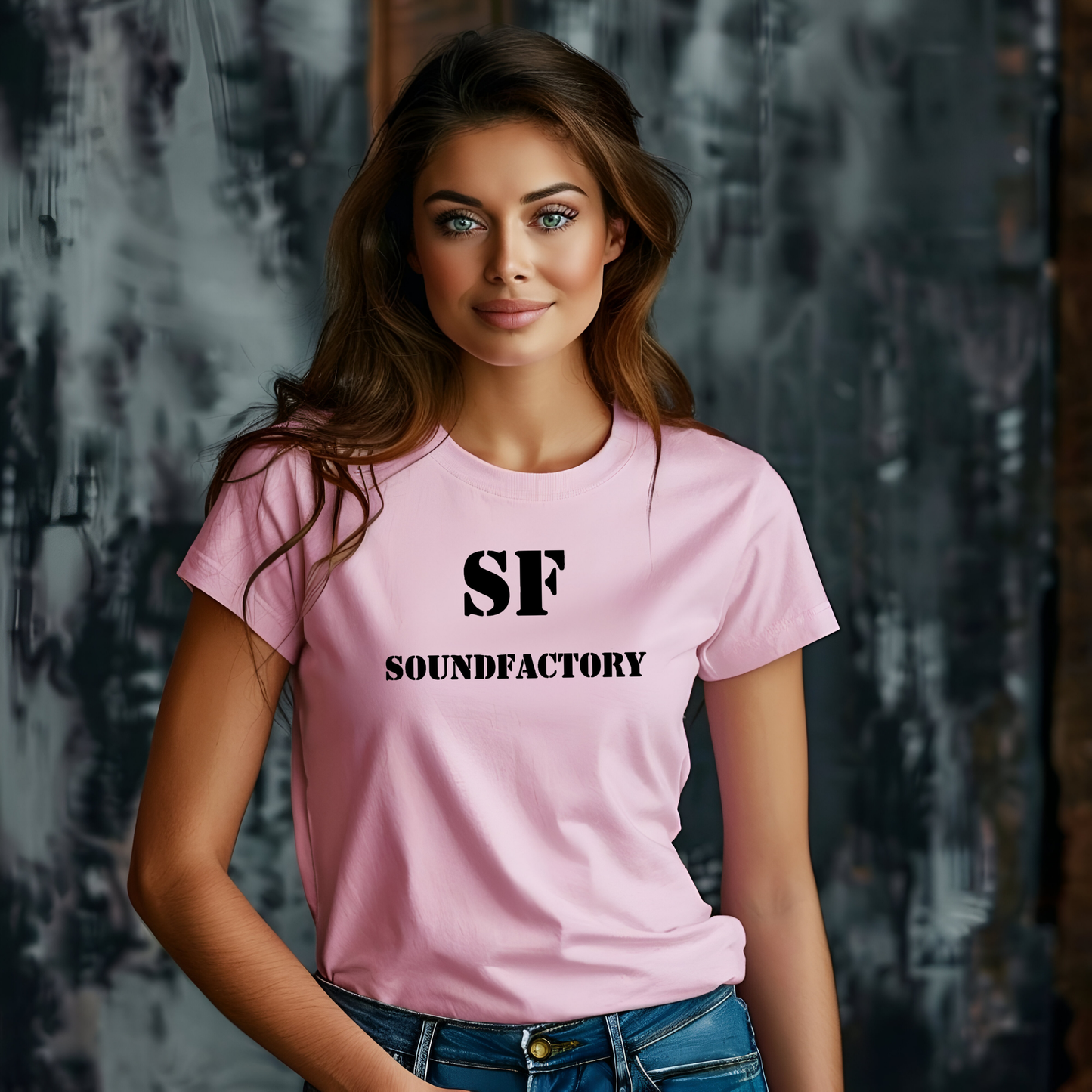 Pink 100% Cotton Sound Factory Letter Logo T-Shirt