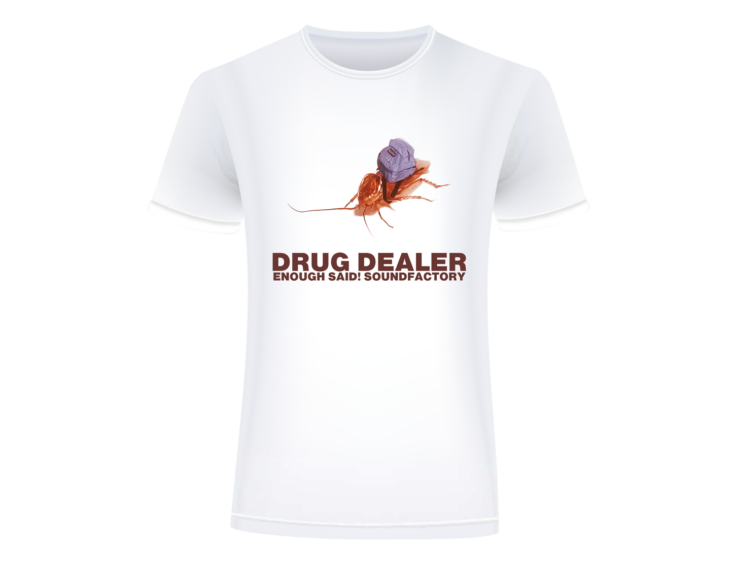 White 100% Cotton Sound Factory Drug Dealer Logo T-Shirt